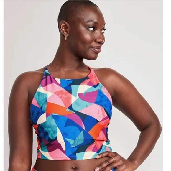 NWOT! Pink Geometric Light Support PowerSoft Longline Sports Bra - Small 🤎 - Picture 4 of 8